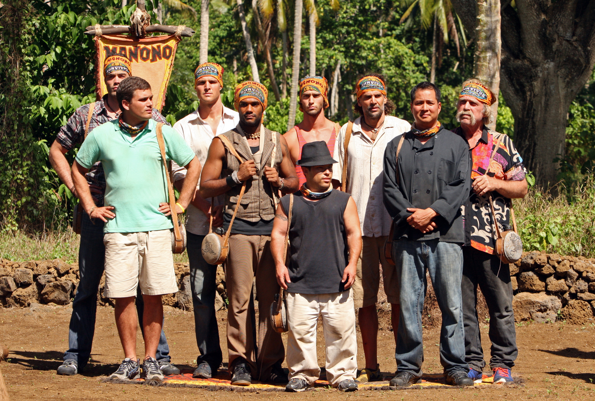 Still of Bill Posley, Colton Cumbie, Leif Manson, Matt Quinlan, Jonas Otsuji and Jay Byars in Survivor (2000)