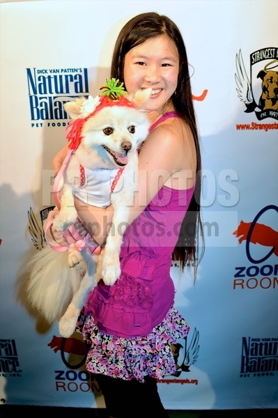 Actress Tina Q. Nguyen and her dog Angel attends the Hooray for Hollywoof Launch Party for Zoom Room on February 16, 2013 in Studio City, CA.
