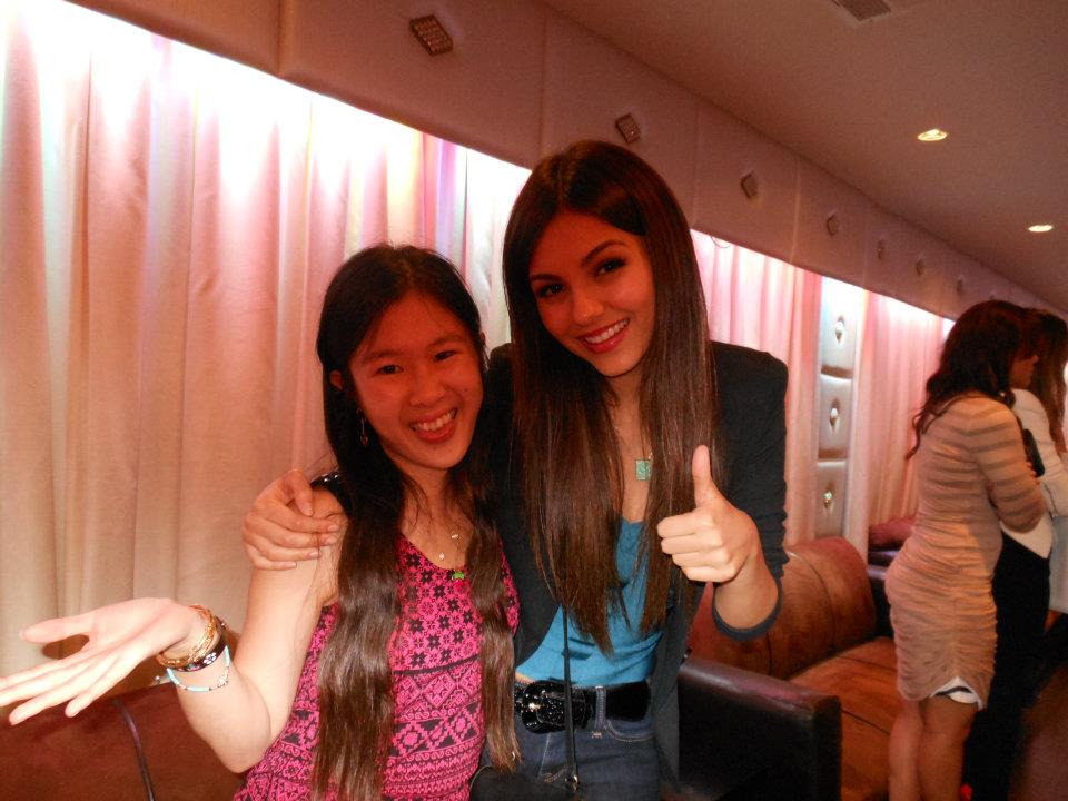Actress Tina Q. Nguyen and actress/singer Victoria Justice at the Makeup Spot Studio Grand Opening in North Hollywood on July 5, 2012.