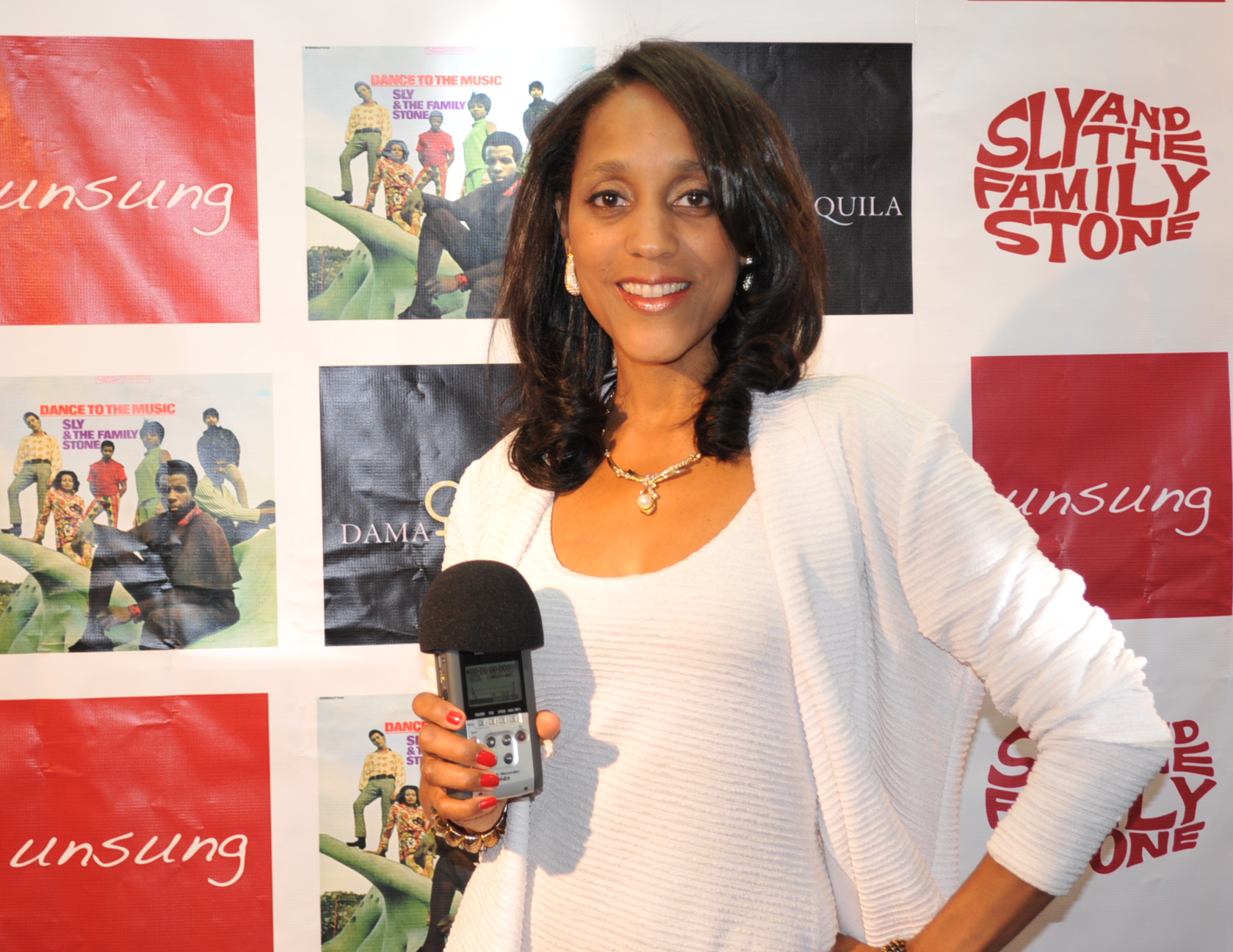 Karla Gordy Bristol working the red carpet at TV One's Unsung on Sly and the Family Stone Premier. Red Carpet Interviewer and event Q&A Host.
