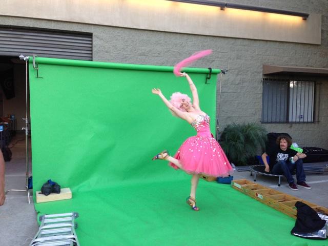 Christina Myers on set for a stop-motion commercial project