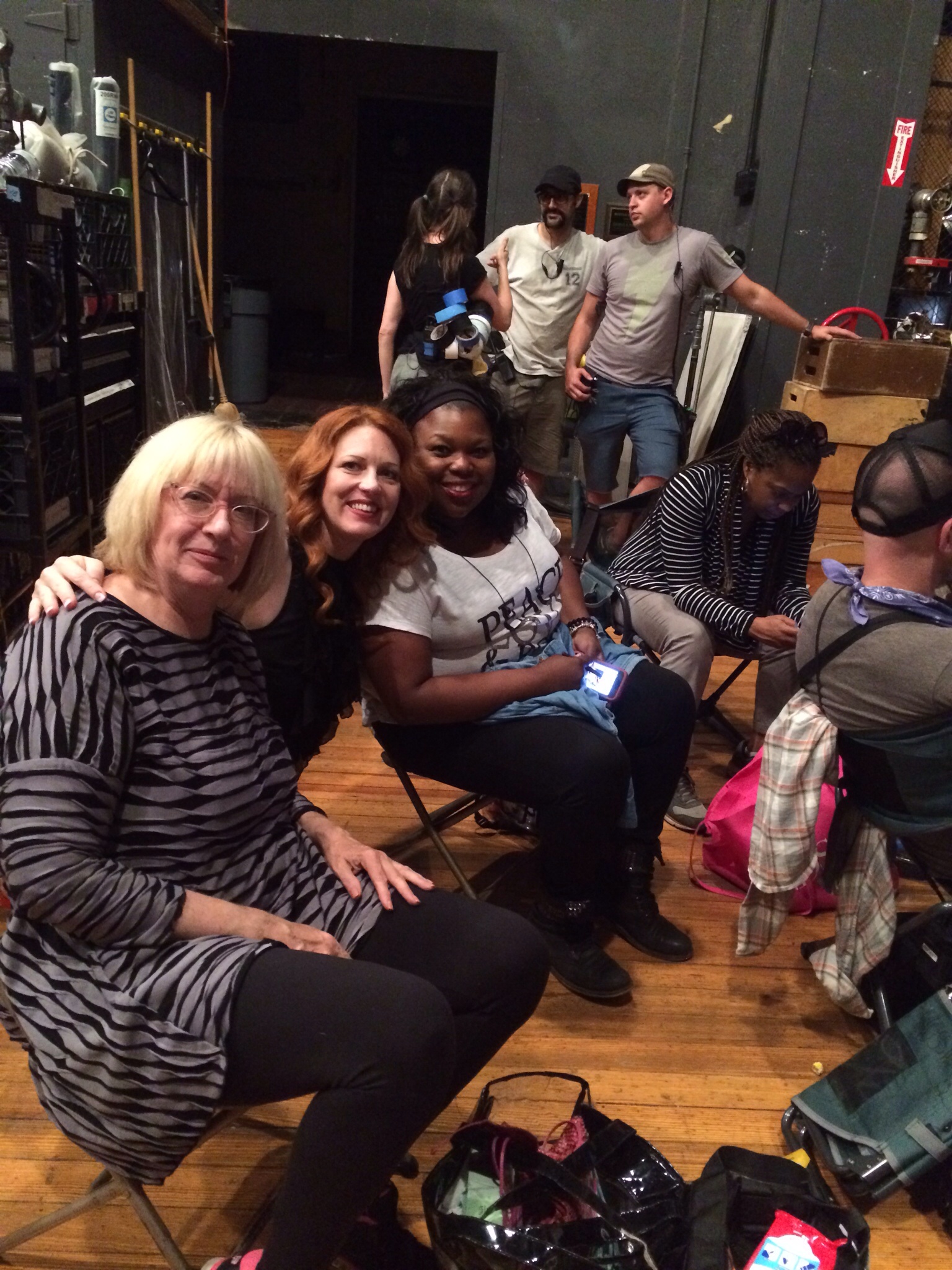 With Tracy Moss , Ann Taylor and Camille Friend on set of Miles Ahead