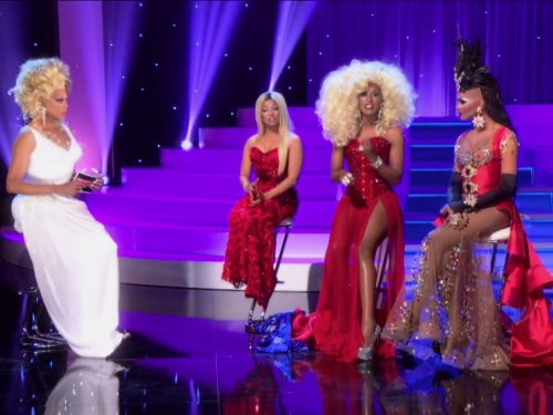 Still of RuPaul, Andrew Trinidad, Michael Donehoo and Alpha Mulugeta in RuPaul's Drag Race (2009)