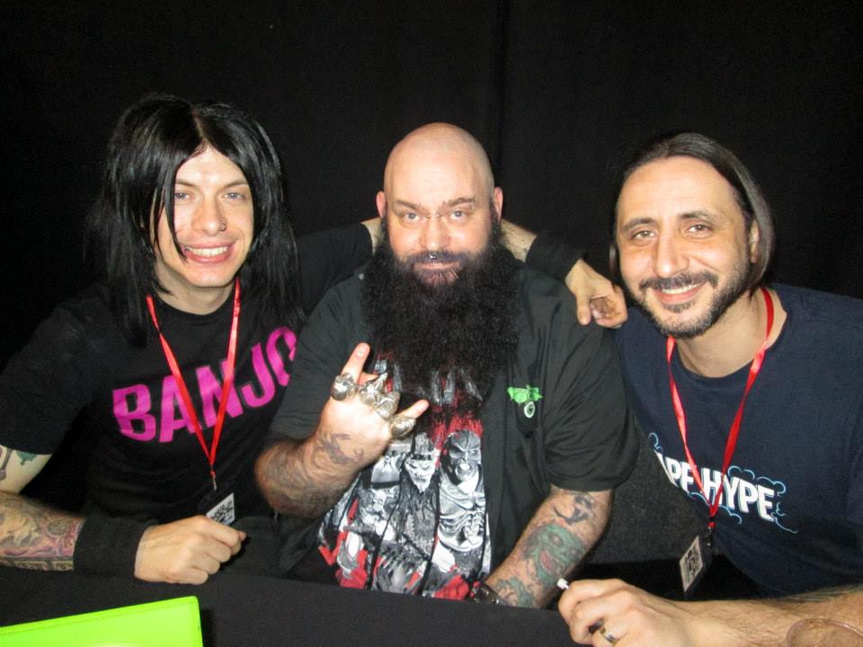Writer/Director of 'Banjo' Liam Regan signing with star Damian Morter (Ronnie) at Horror Con 2015 in Sheffield, UK.