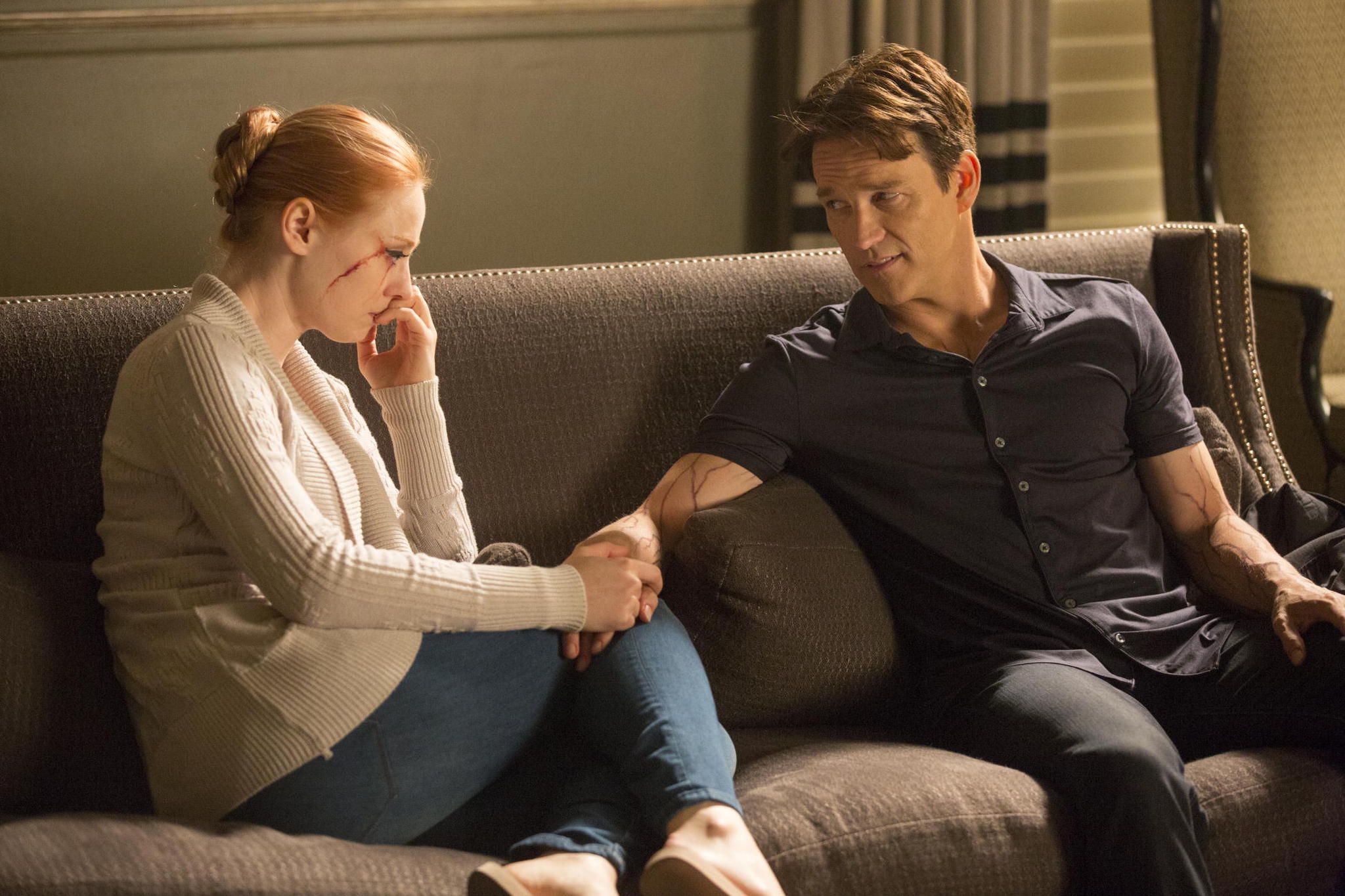 Still of Stephen Moyer and Deborah Ann Woll in Tikras kraujas (2008)