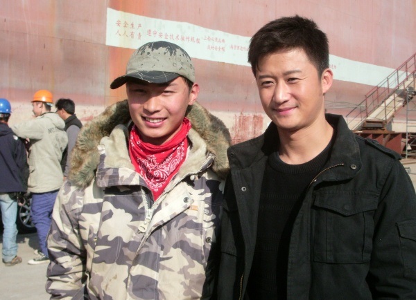 With actor Jacky Wu, on the shooting of 'Metallic Attraction: Kungfu Cyborg', Shanghai, China, 2009.