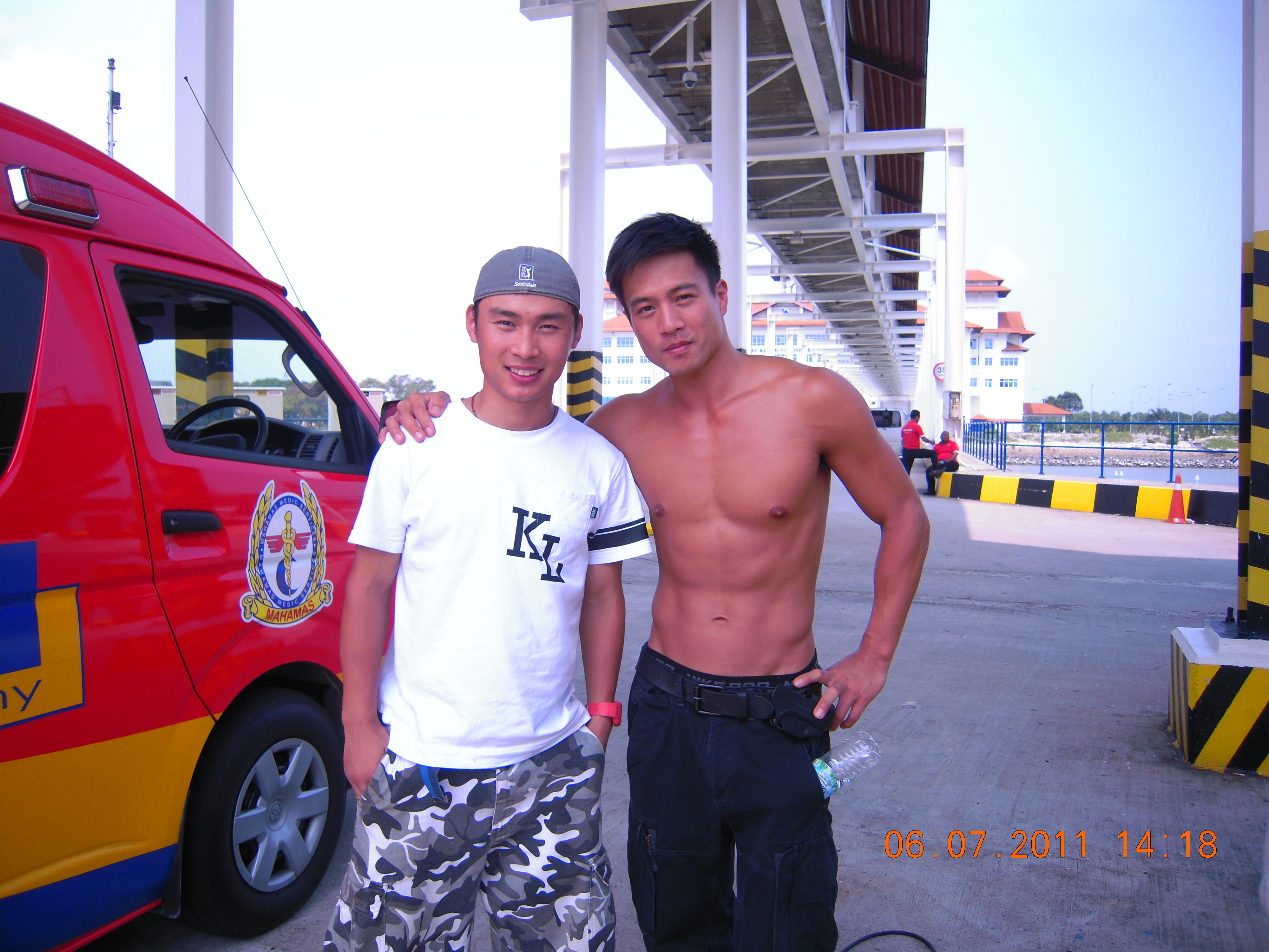 With actor Andy On, on the shooting of 'The Viral Factor', Malaysia, 2011.