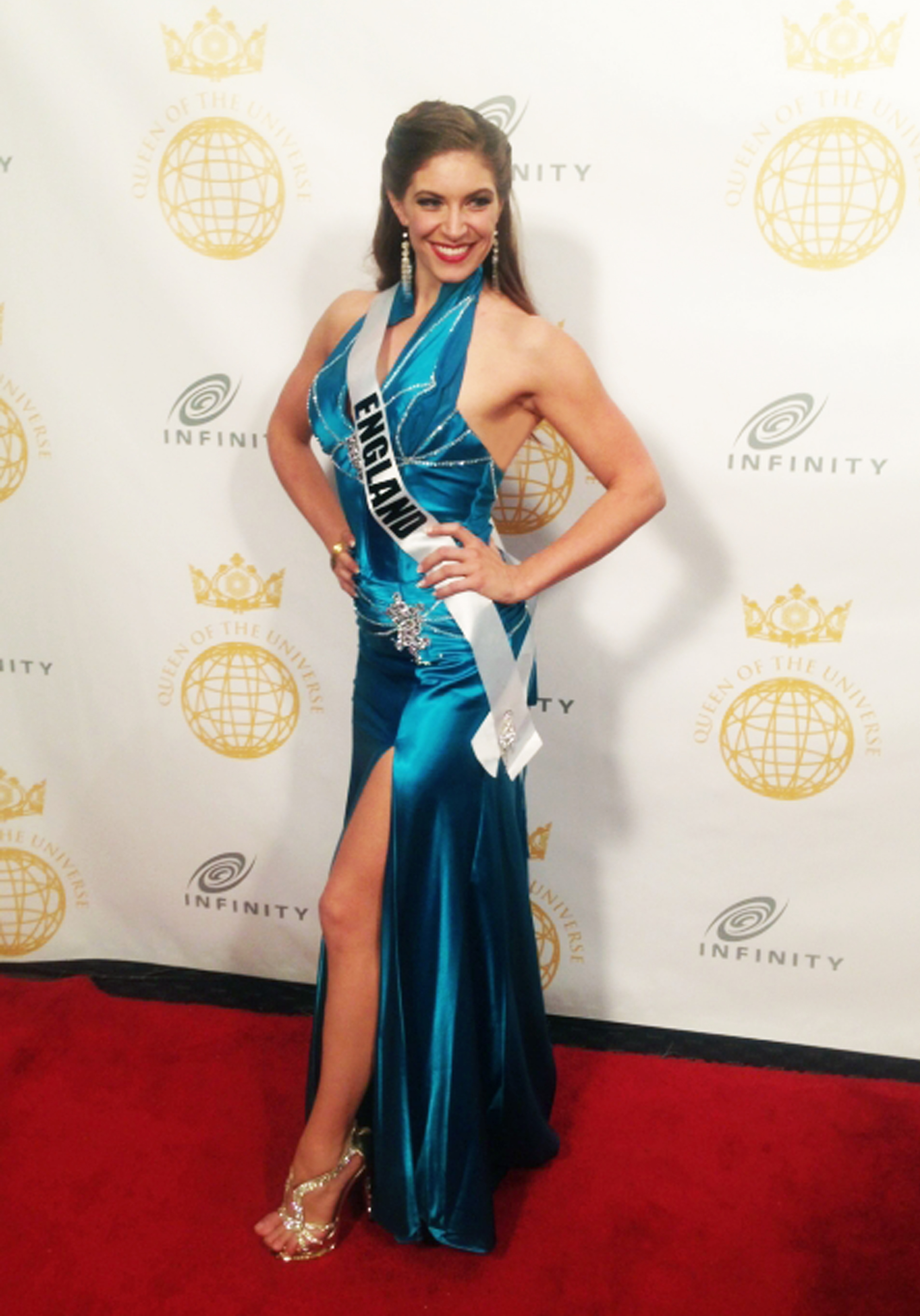 Cat LaCohie as Miss England in Queen Of The Universe 2014