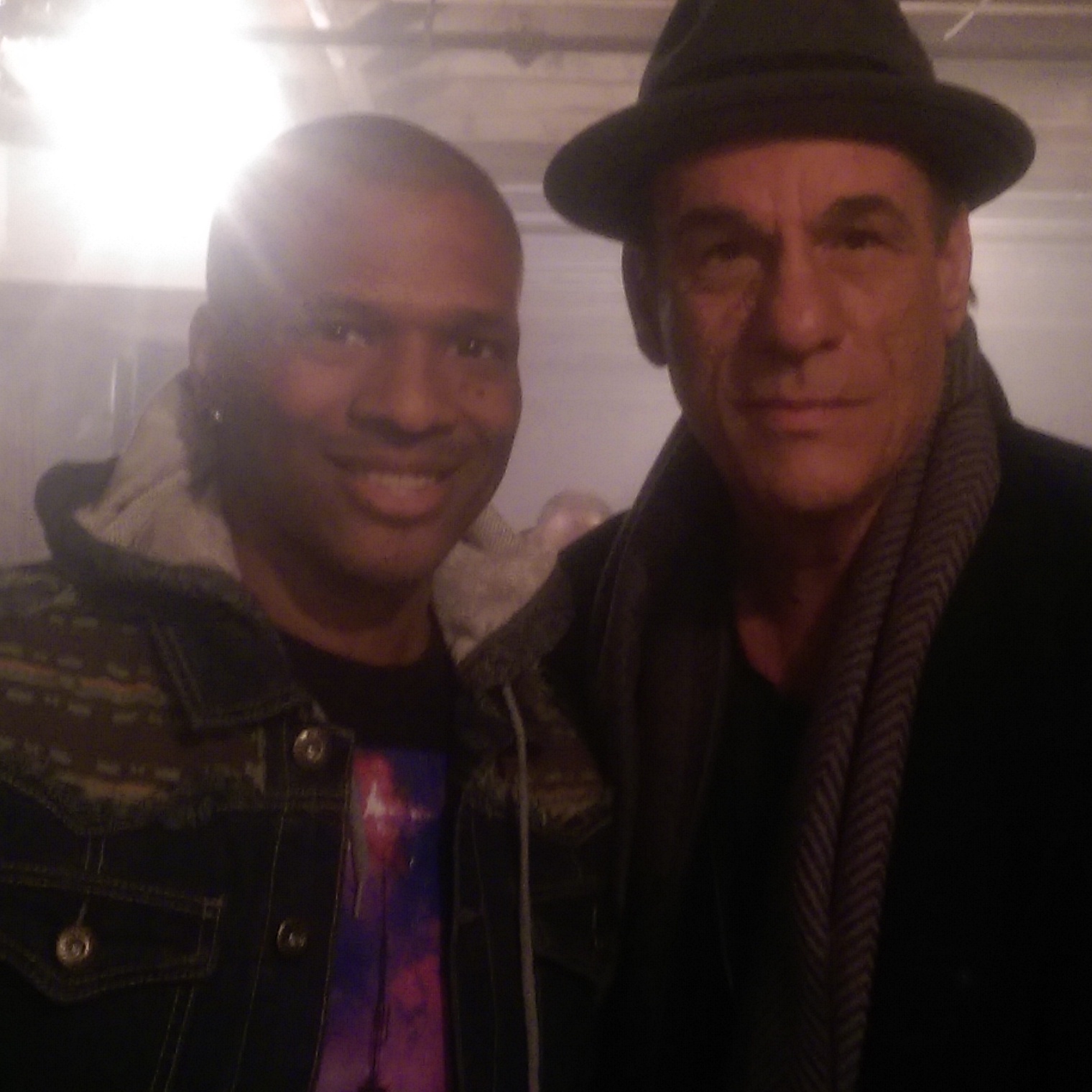 Actors Robert Davi and David Andro on set of the J-Ax music video 