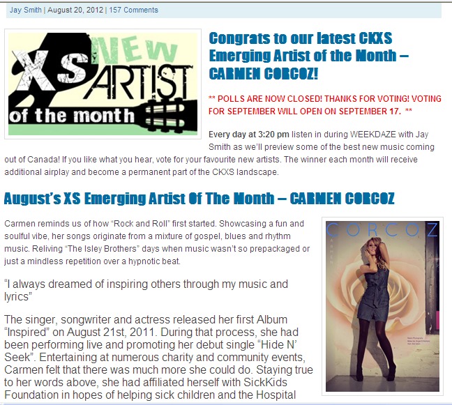 Carmen Corcoz XS Artist of the month, over 5,000.00 votes