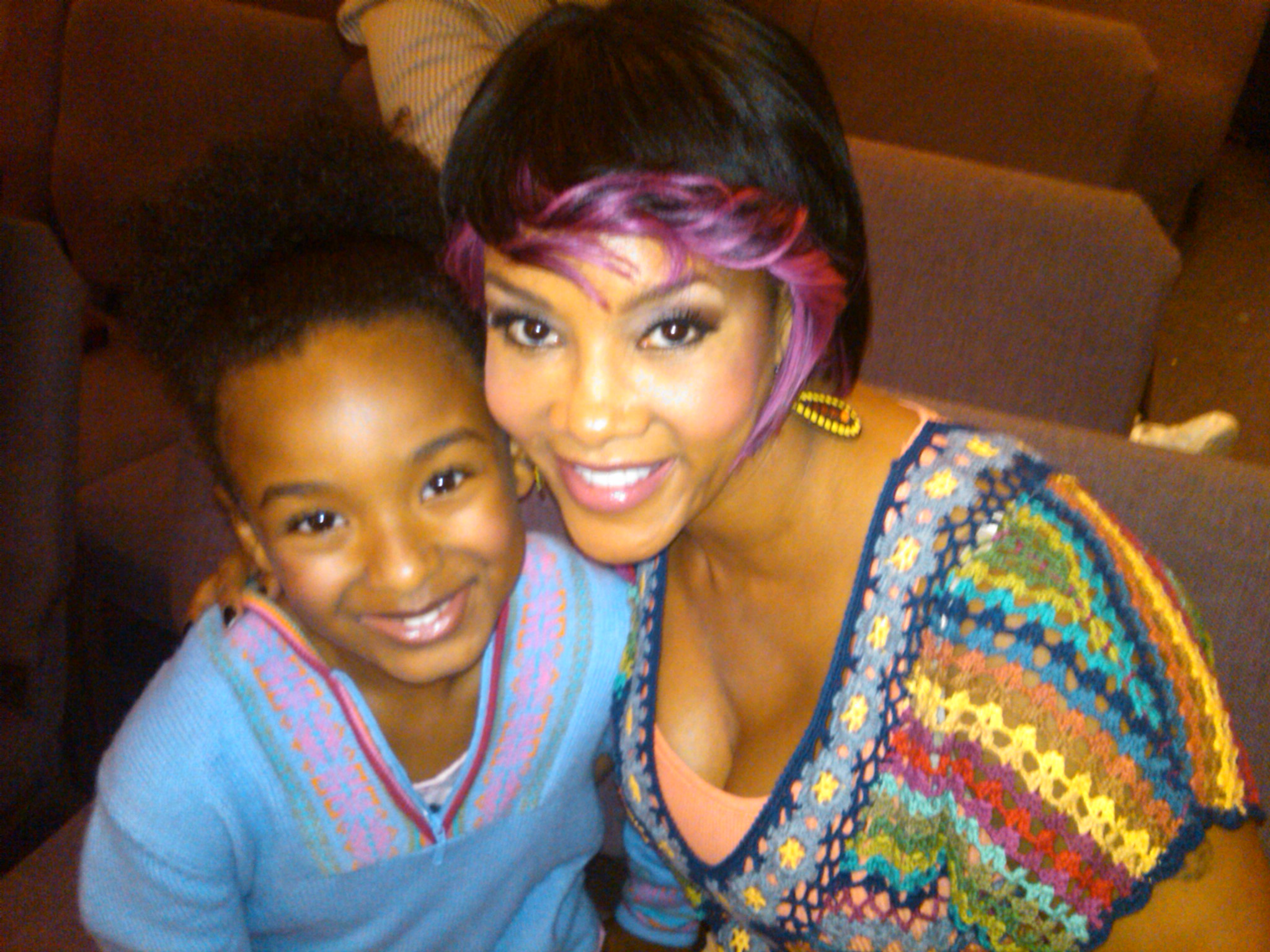 on set of Annie claus in coming to town nay nay plays Vivica A Fox daughter