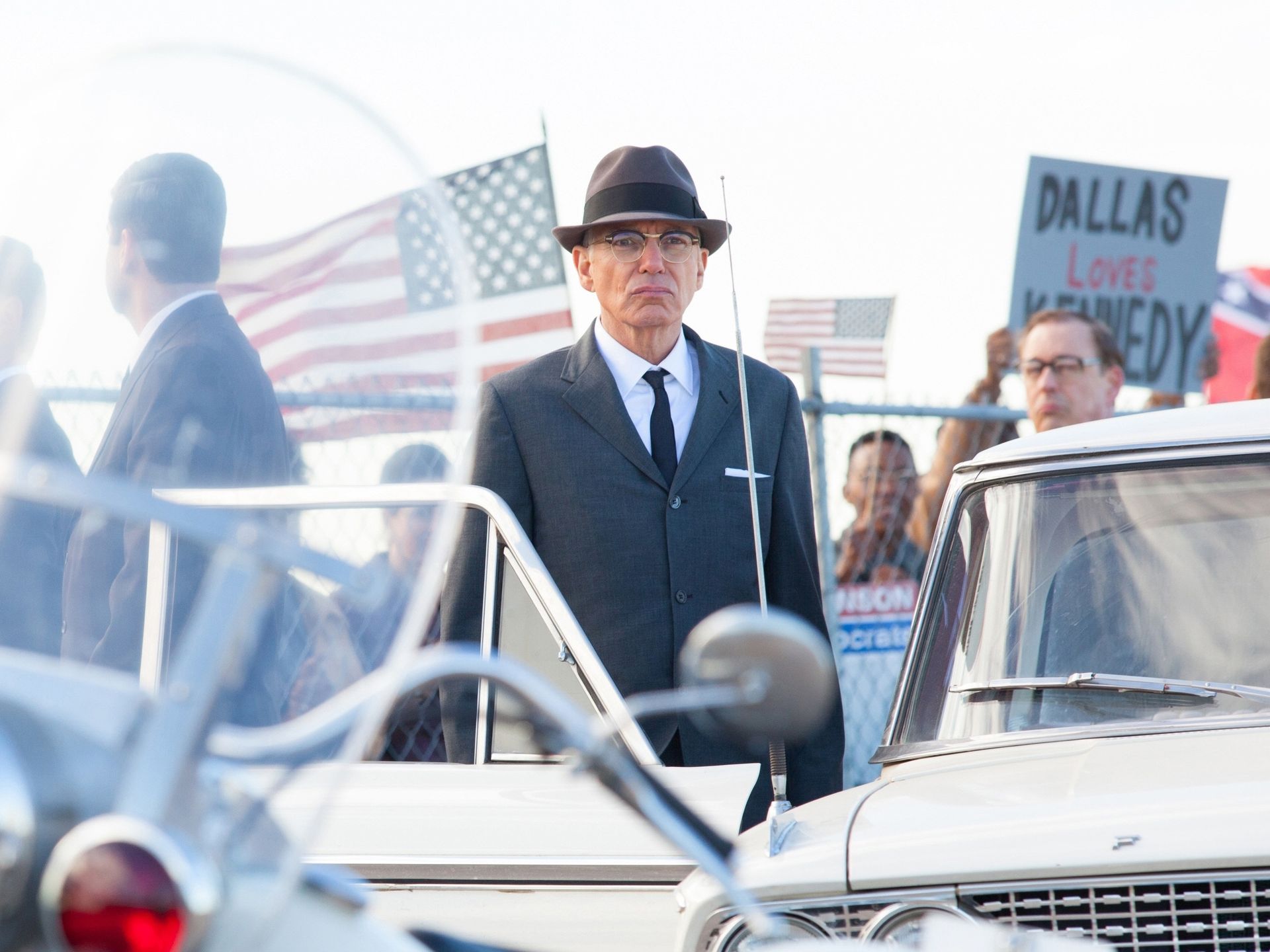 That's me as a Secret Service Agent behind Billy Bob Thornton's left. Official photo from the movie 'Parkland'