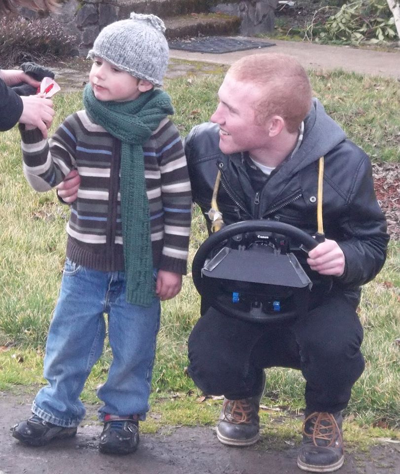 Brad Burke working with Jake Blinkhorn on the set of Last Flight of the Cosmonaut (2014)