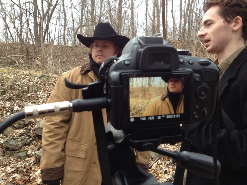 Kevin Tanski and Aleksandar Ivicic shooting promo footage for Ride the Wanted Trail