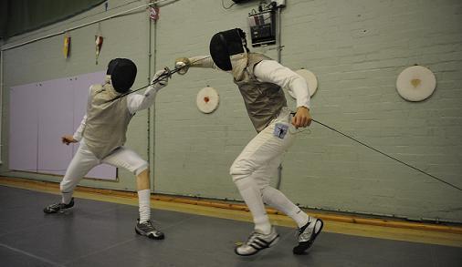 David Ehrlich, on right, fencing at Durham University in 2008.