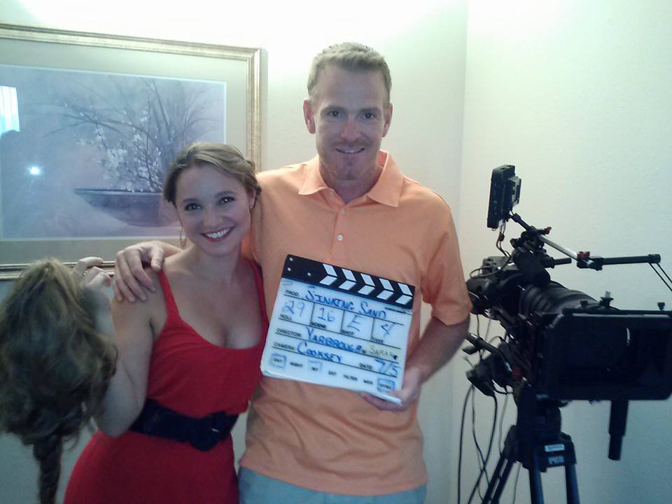 On set of Sinking Sand between takes Nicole Kovacs and Jim E. Chandler