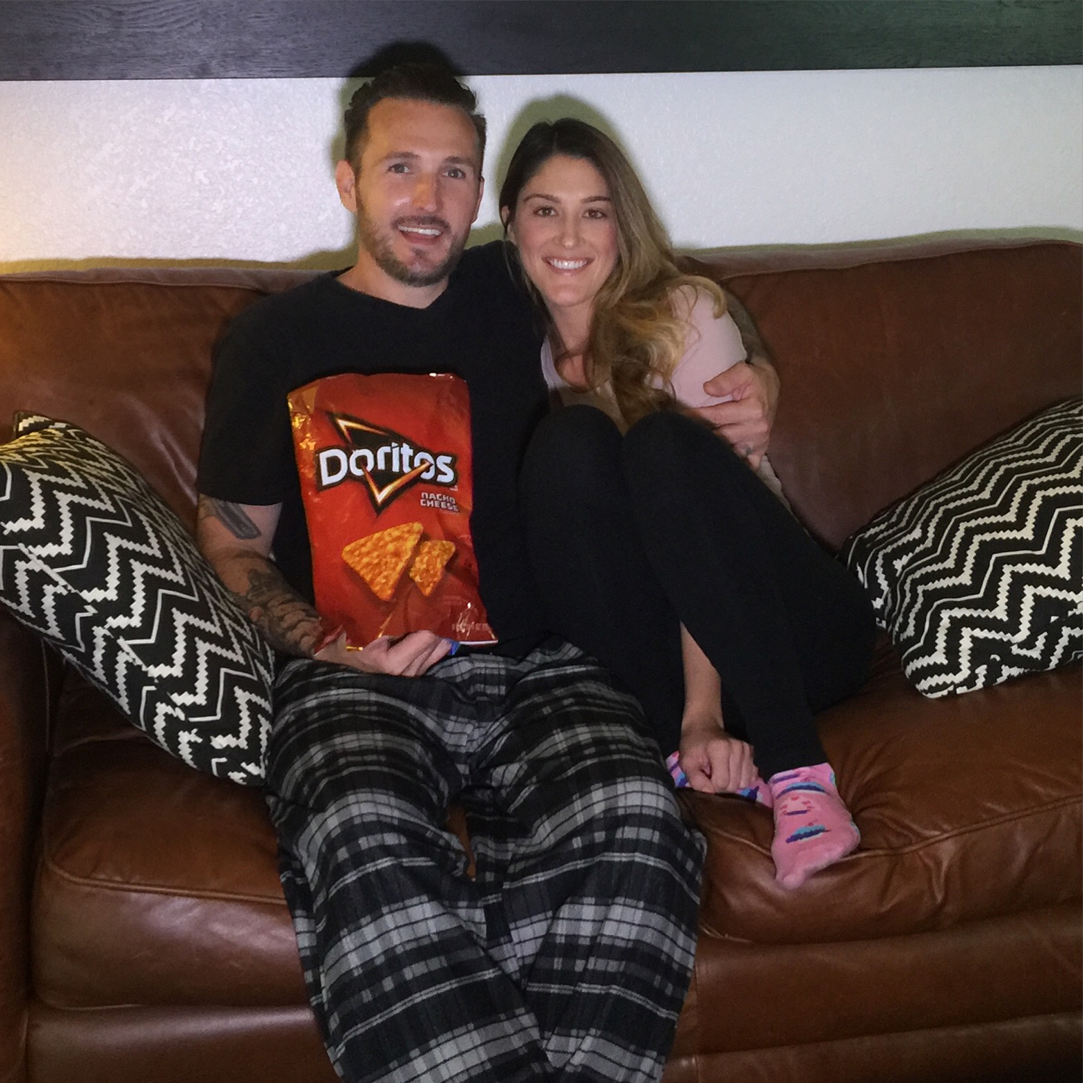 Dustin Roller & Brittany Bower filming #doritosandchill for the Doritos Crash The Super Bowl Contest.