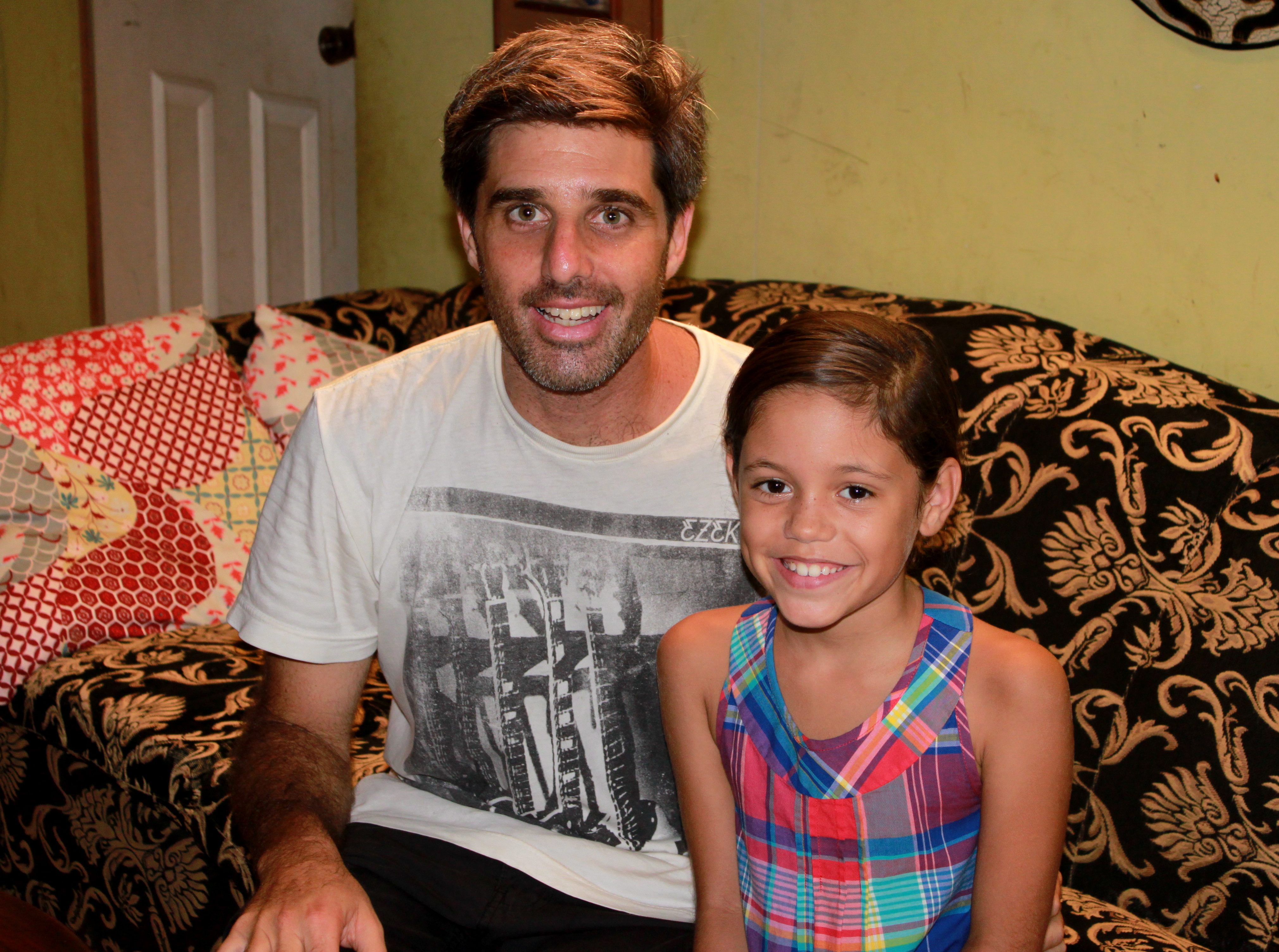 Jenna with director Juan Feldman while filming The Librarian in Costa Rica