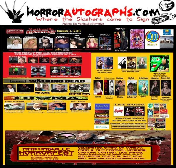 THIS #HORRORQUEEN IS TRULY HONORED TO BE APPEARING AS AN OFFICIAL GUEST AT Martinsville HorrorFest Nov 13-15th WITH SO MANY LEGENDS OF HORROR!!! THIS IS GOING TO BE A BLOODY GOOD TIME GHOULS AND BOYS!!!