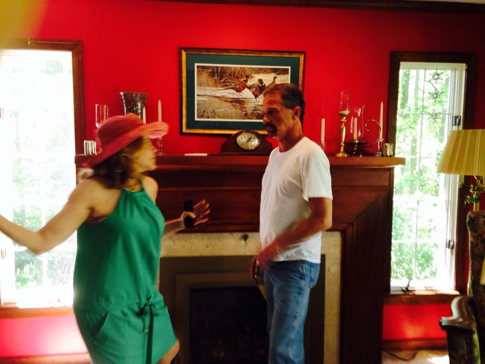 Julie Chapin as Mildred in Red Barber slapping Anthony J Sacco as Zack in Red Barber June 2014