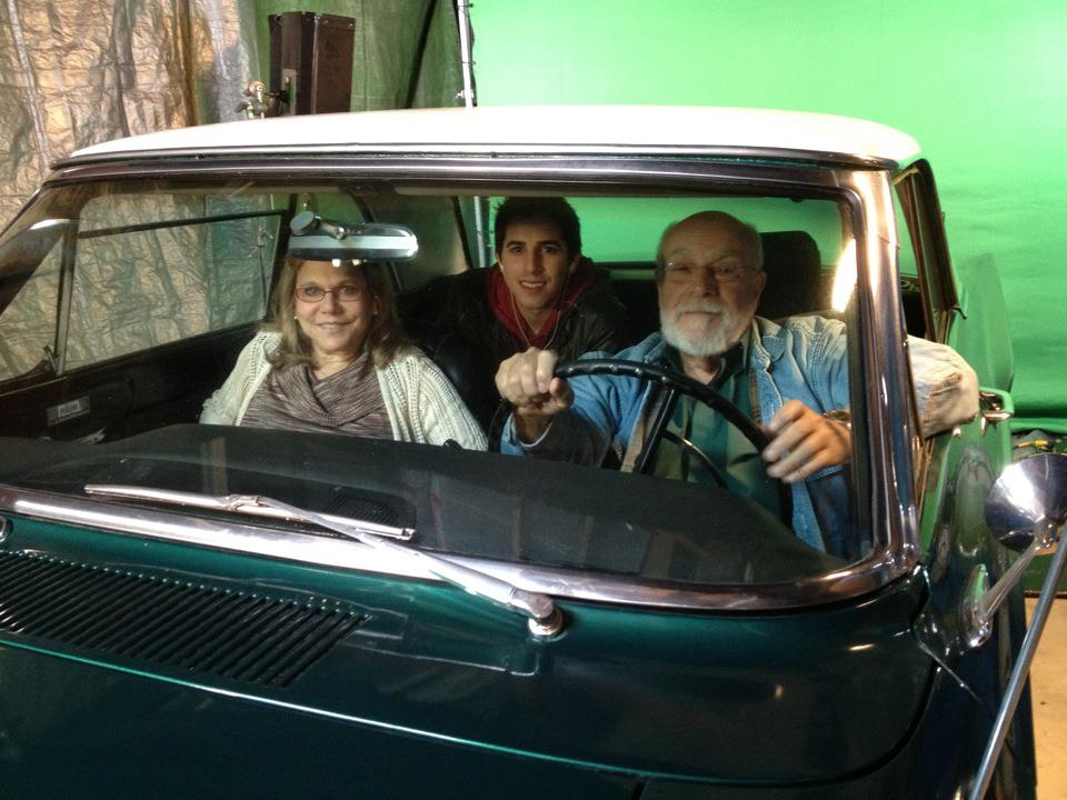 Actress Julie Chapin as Grandma Howard, Charlie Dreizen as Matthew Howard and Phil Amico as Grandpa Howard in the Green Screen Scene in The Hardest Six