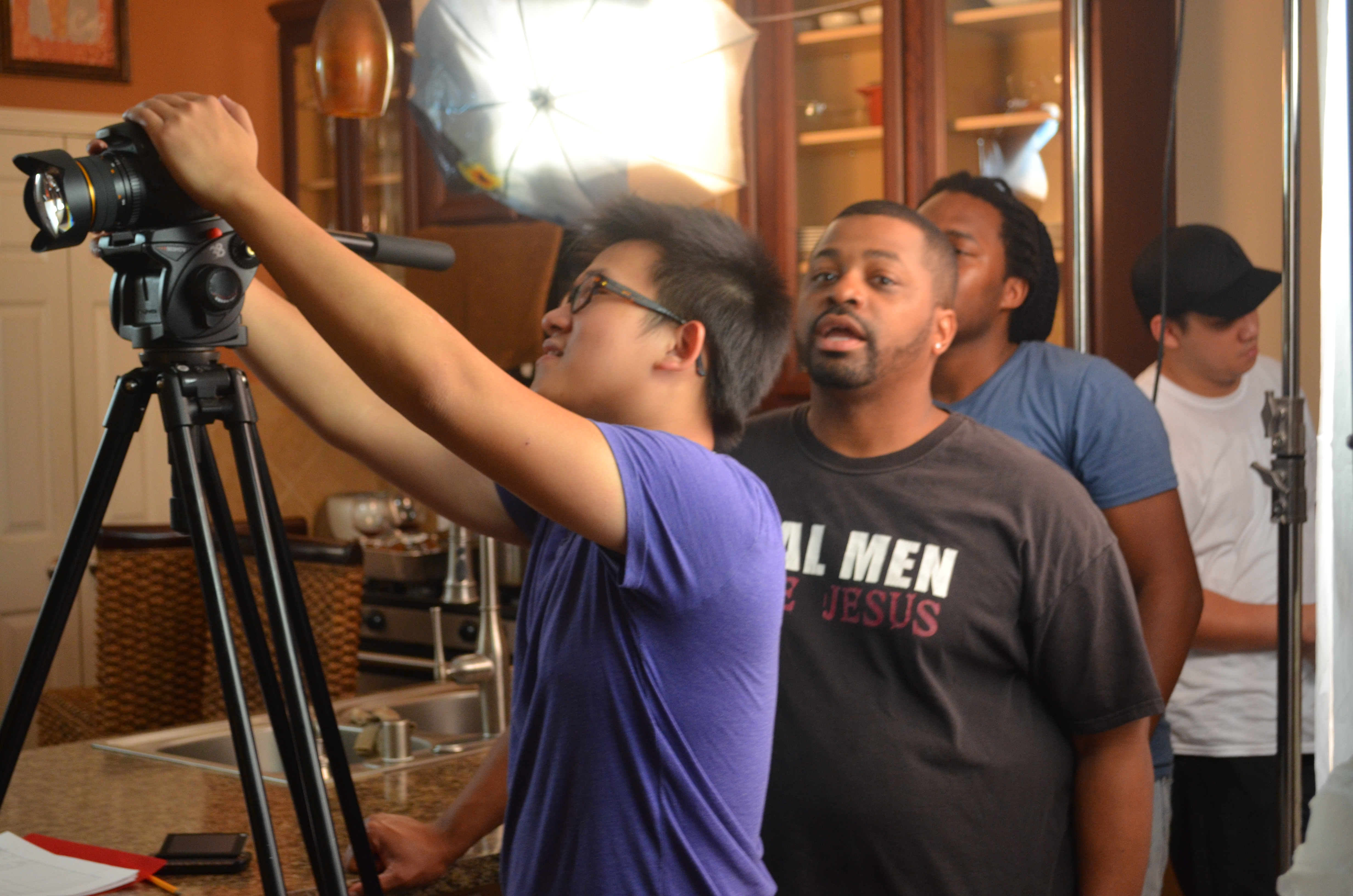 On the set of The Prank. Setting up the shot for the next scene.