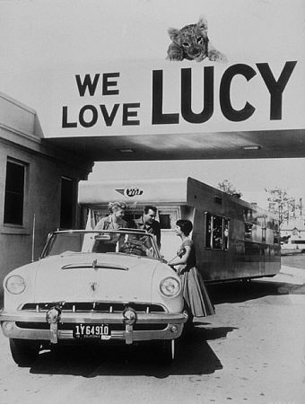 Lucille Ball, Desi Arnaz and Elizabeth Taylor on the set of 