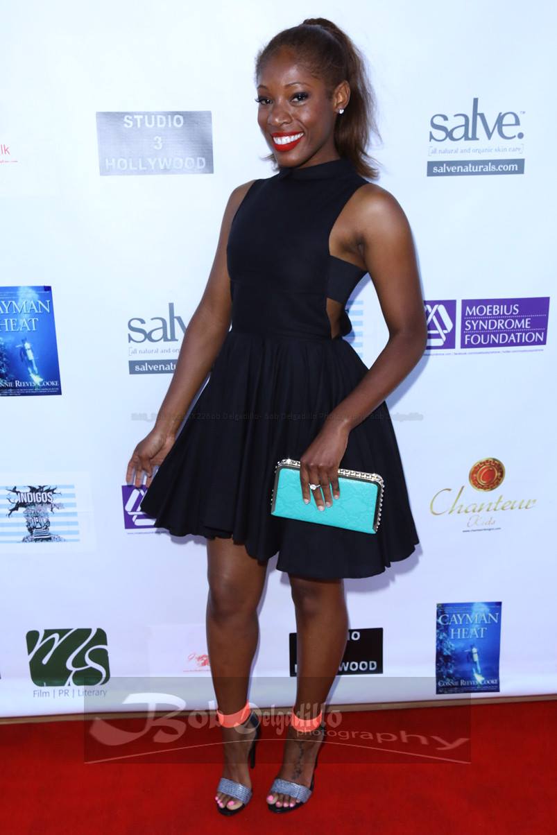 Actress/Producer/Dancer and host Tysha Williams on the red carpet for Private Indigos album launch listening party