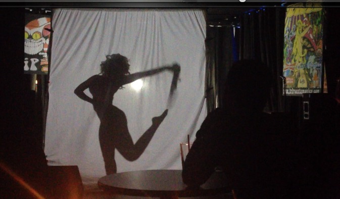 Model/Actress/Dancer Tysha Williams AKA Roxy Knght performing one of her reknowned Silhouette numbers with Burlesque Group The Dollface Dames