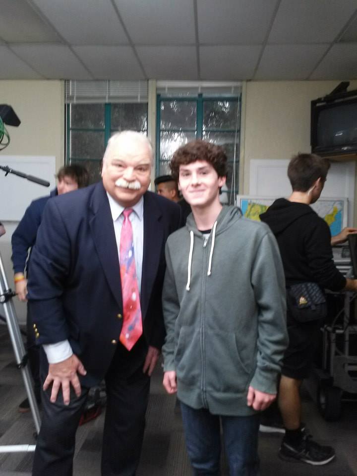 William Leon on set of Breaking Legs with Richard Riehle