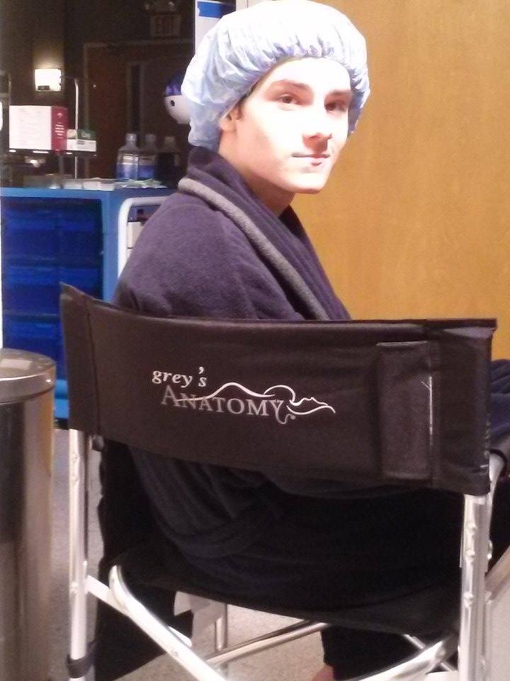 William Leon on the set of Grey's Anatomy