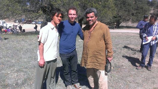 William Leon with Director David Beier and Luis Guzman on the set of Don Quixote