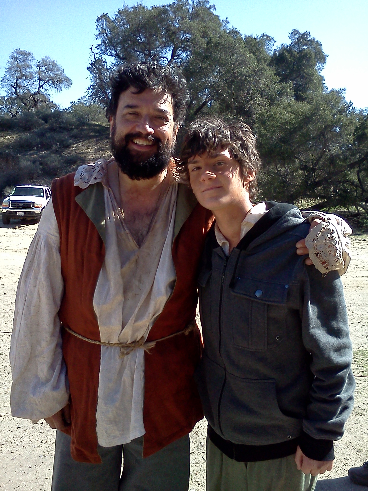 William Leon and Horatio Sanz on the set of Don Quixote