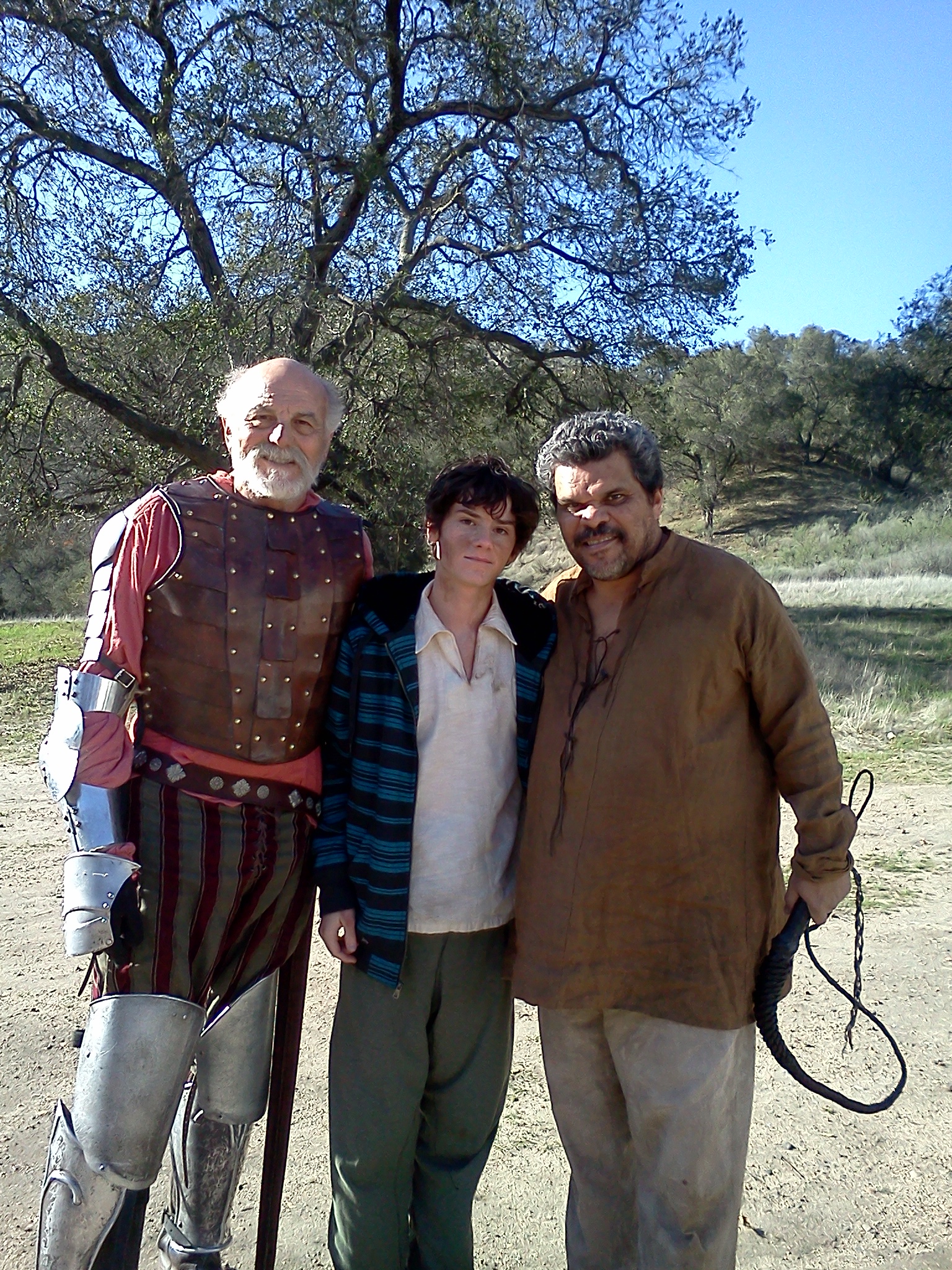 William Leon on the set of Don Quixote with Luis Guzman and Carmen Argenziano