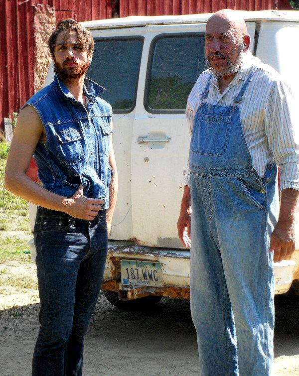 Adam S Budron and Sid Haig, on the set of High on the Hog