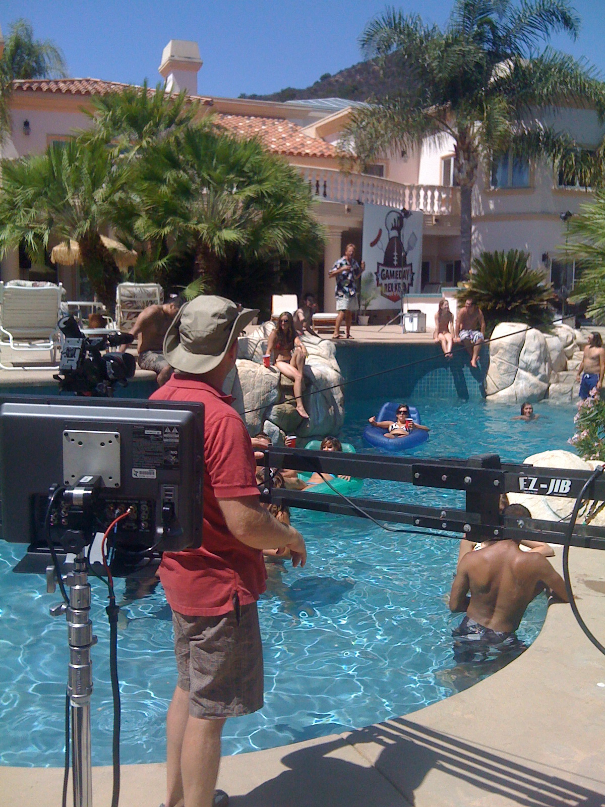 Bob Stovall, Poolside shots for Gameday with Rex and kevo.