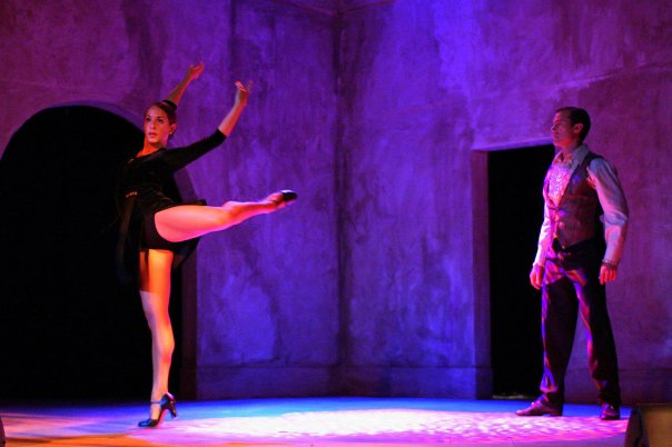performing in Evita as tango dancer