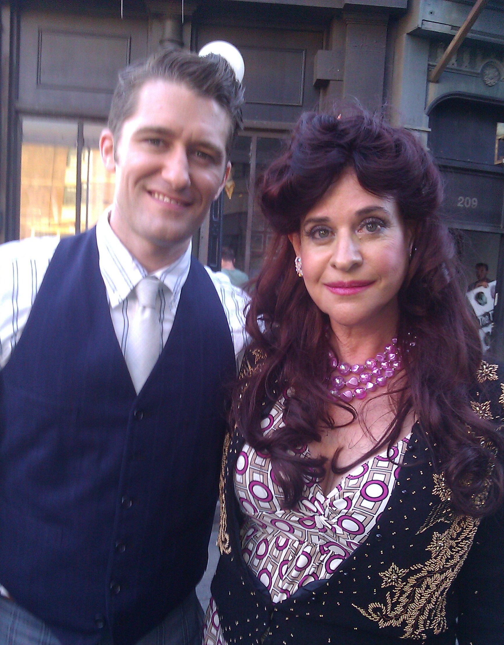 One the set of Glee with Matthew Morrison