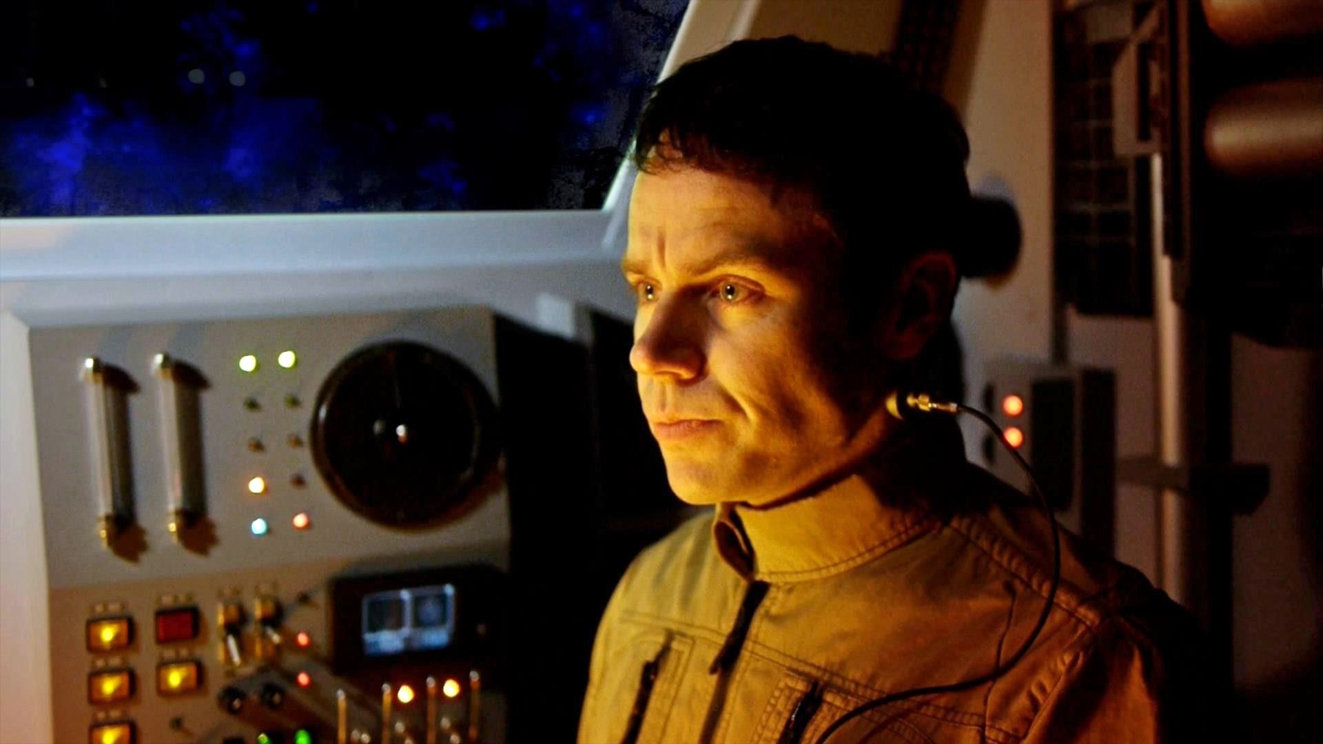 Screen still from Last Star. In production. Science Fiction. As squadron leader Colonel Joric.