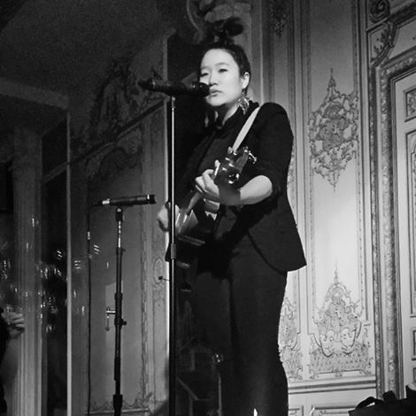 Diana Oh performing for Symphonics Live at Bowery Poetry Club