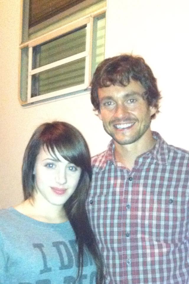 Torianna (looking very pale for a reason) on Hannibal set with actor Hugh Dancy