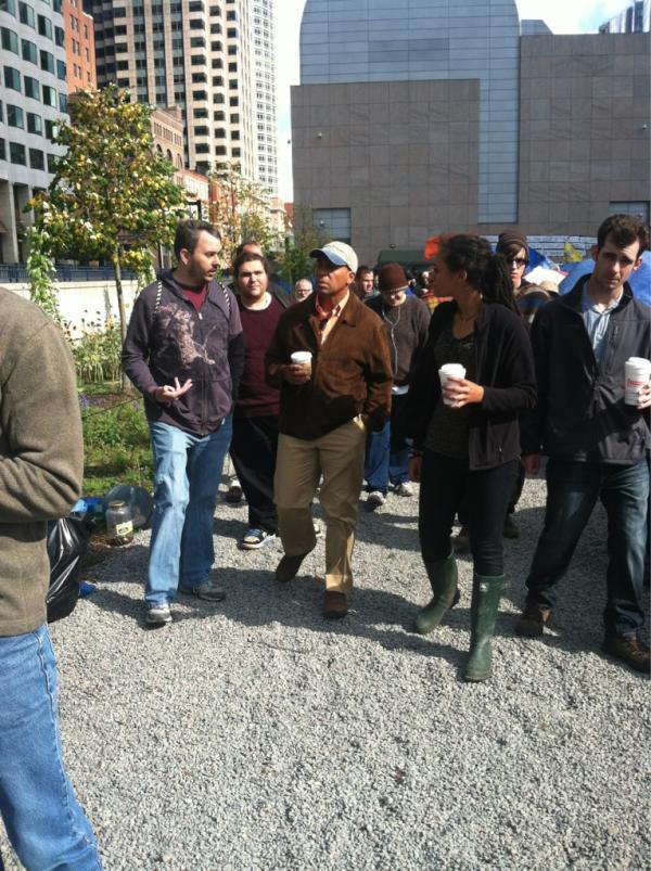 Gregg Housh with Massachusetts Governor Deval Patrick at Occupy Boston.