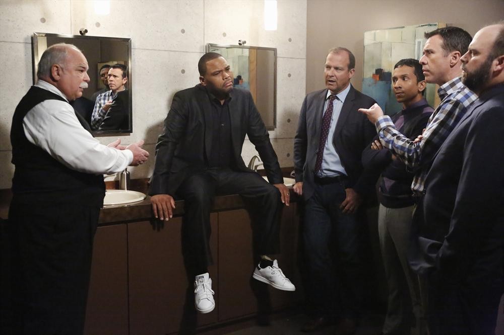 Still of Anthony Anderson, Jesse Burch, Richard Riehle, Joel Spence and Raja Deka in Black-ish (2014)