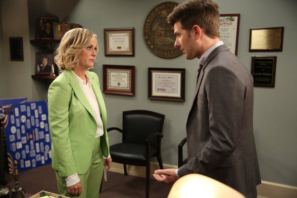 Still of Adam Scott and Amy Poehler in Parks and Recreation (2009)