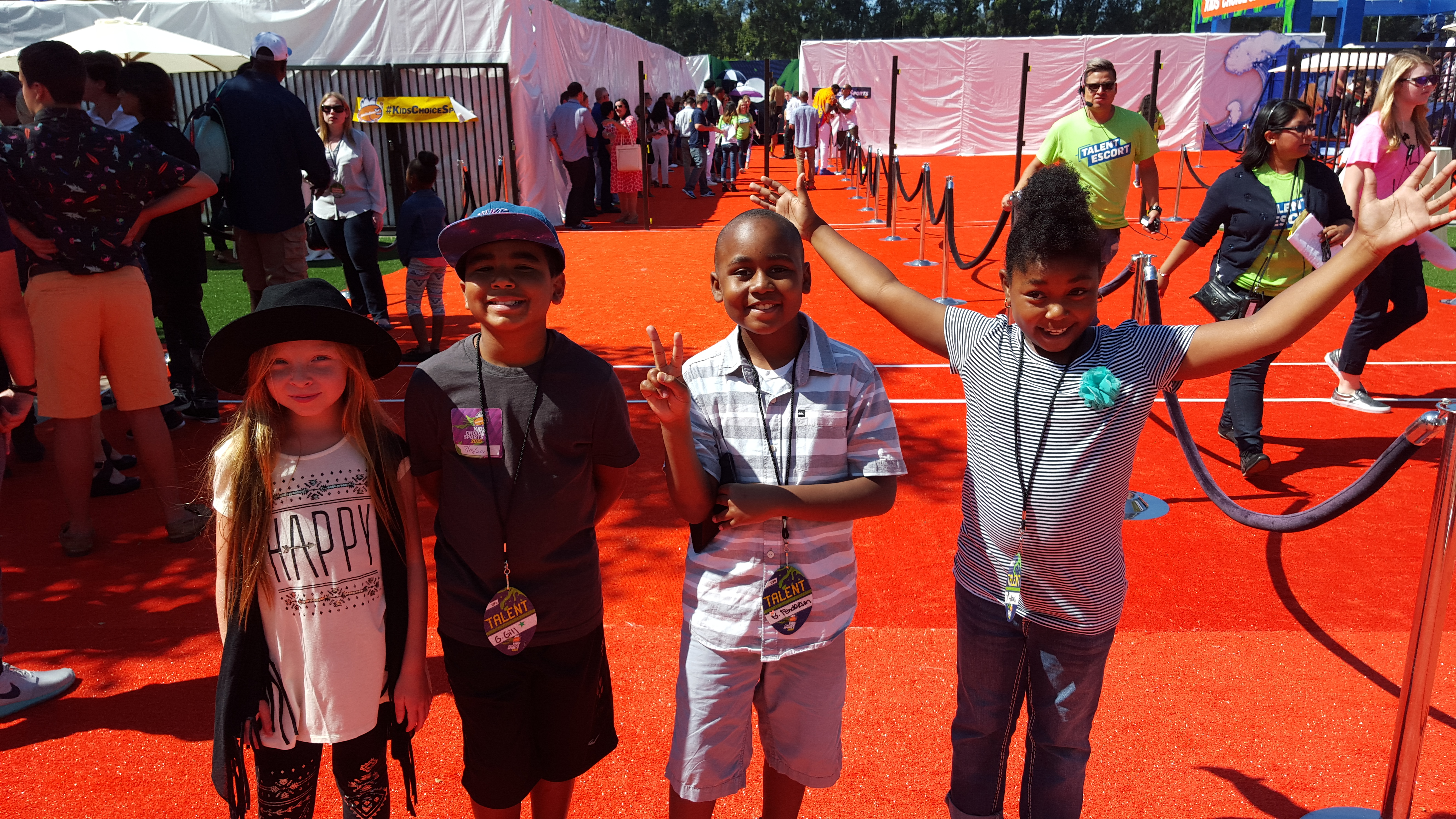 Brayden and his friends on the Nickelodeon Orange Carpet for the Kids Choice Sports Awards 2015