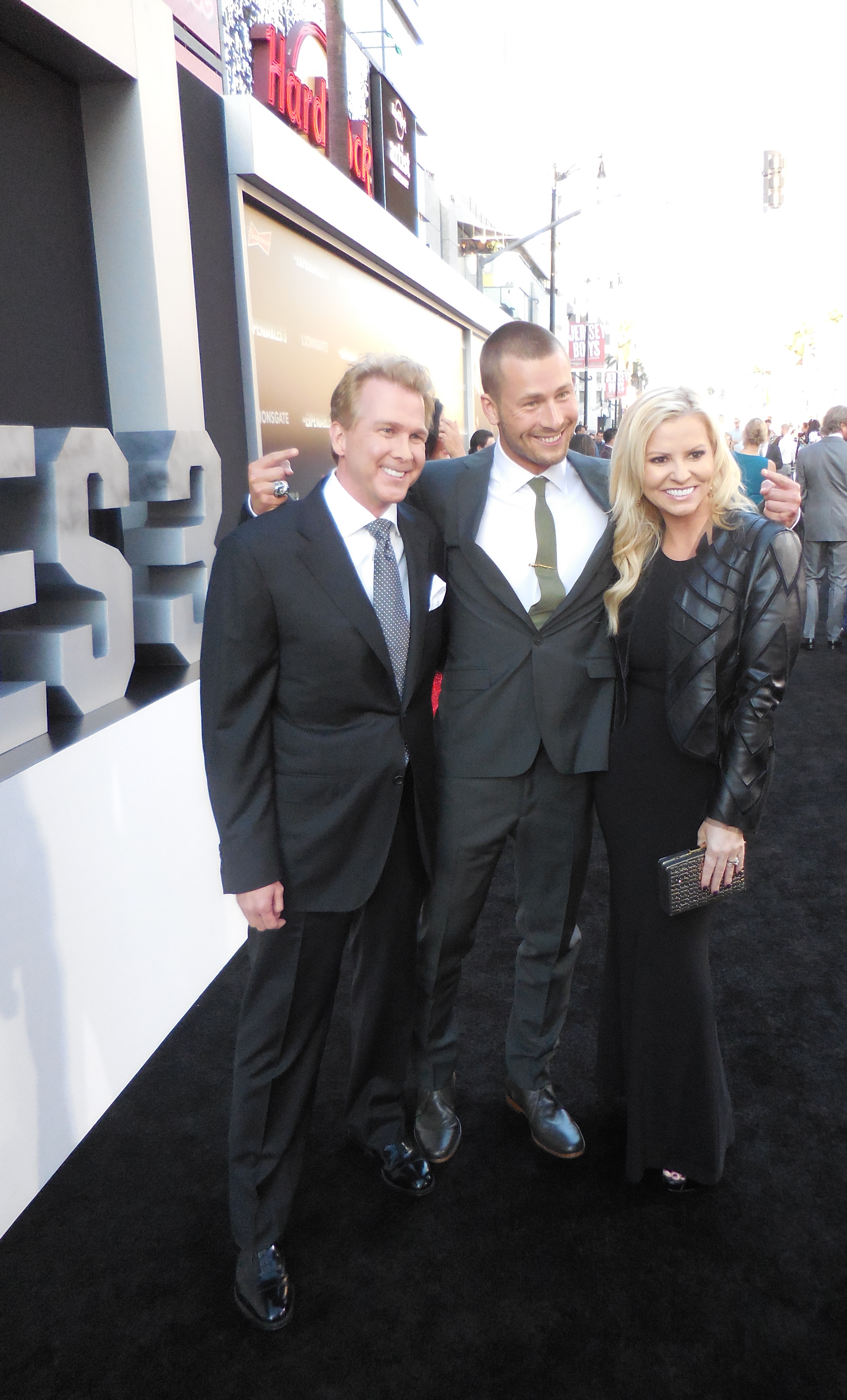 Creighton Rothenberger, Glen Powell and Katrin Benedikt at The Expendables 3 premiere - TCL Chinese Theatre on August 15, 2014 in Hollywood, California.