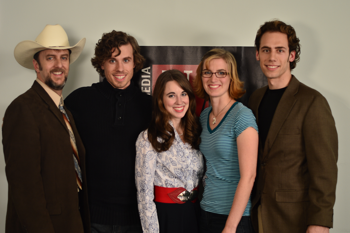 Stacey Bradshaw with actors Ted Rich, Kaiser Johnson, Leona Worcester, and Nathan Jacobson on the set of Romans XIII, a web series filmed in Alabama