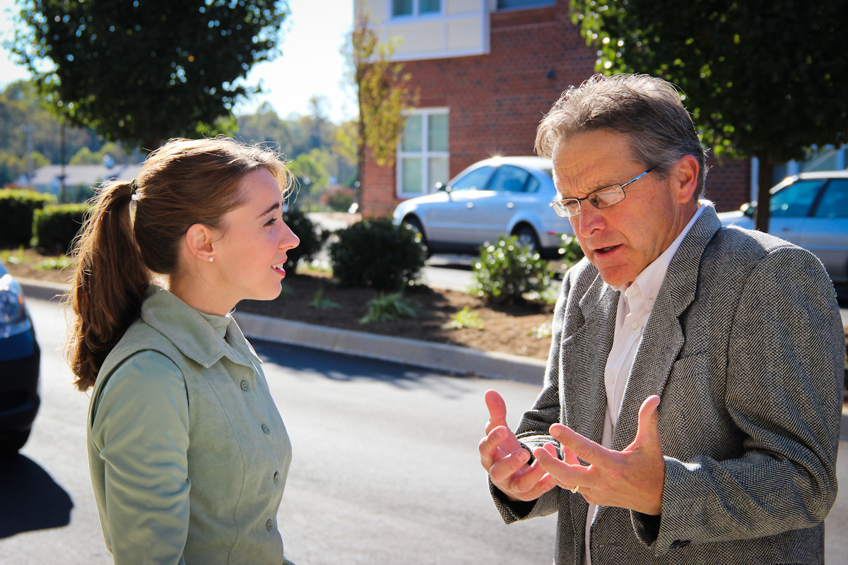 Stacey Bradshaw with actor Don Brooks on the set of Love Keeper, a short film directed by Walcene Metayer while studying at Liberty University