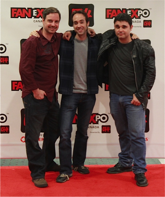 Matthew Carvery(left) with Clutch Co-Star Jeff Sinasac(center) and Clutch Creator Jonathan Robbins (right) at Fan Expo Canada.