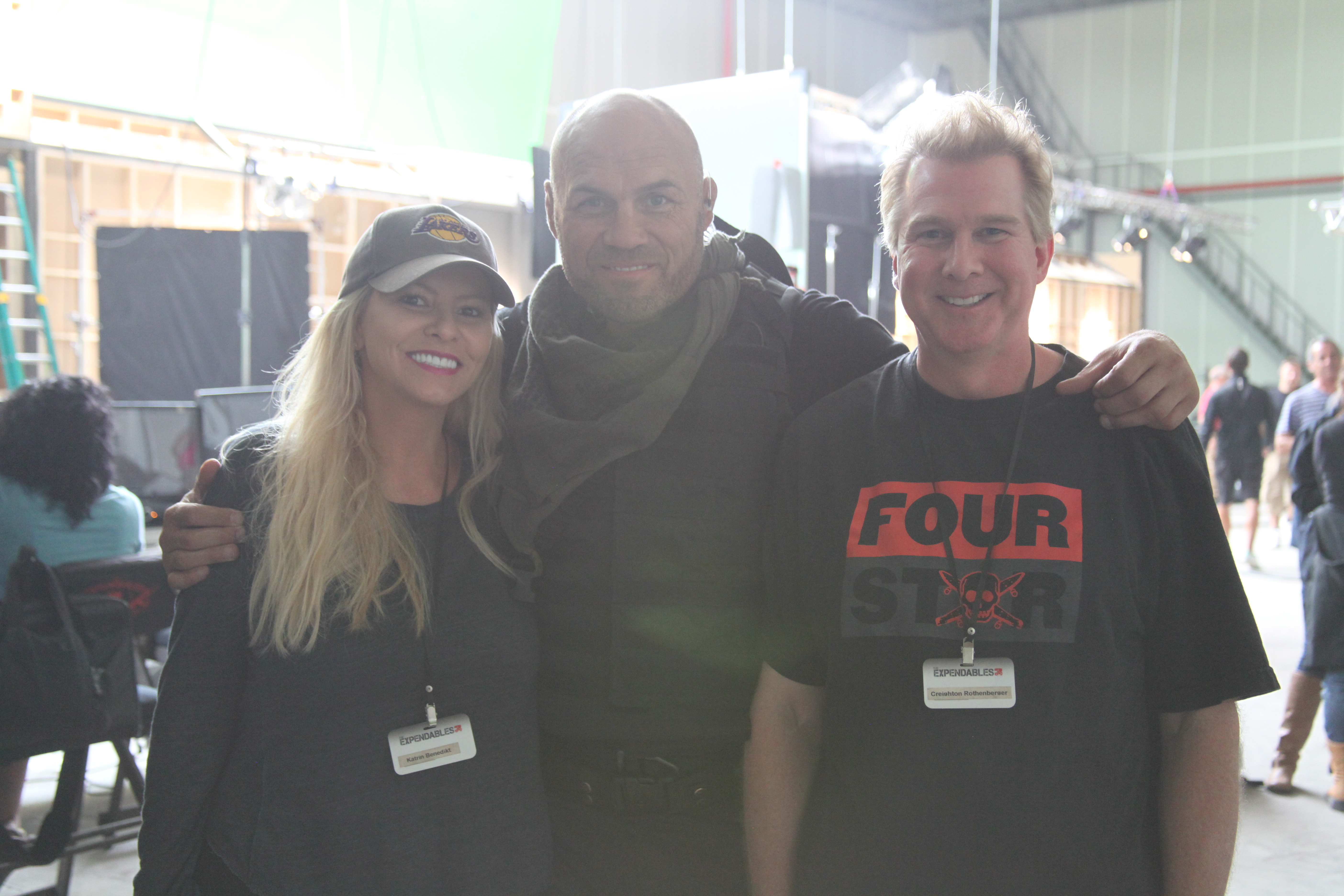 Katrin Benedikt, Randy Couture and Creighton Rothenberger on The Expendables 3 set - Sofia, Bulgaria (2013)